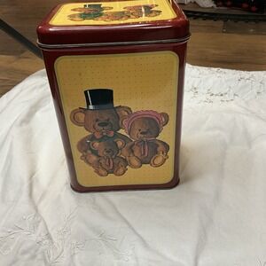Vintage Parco Food Tin Teddy Bear Canister 1986